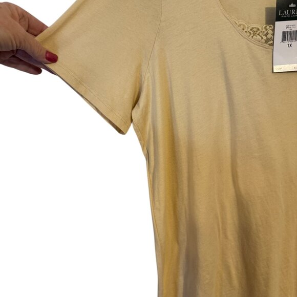 ❤️NWT PERFECT for SUMMER  NEUTRAL TAN TOP LACE DETAIL  1X PLUS      #V - Picture 2 of 7